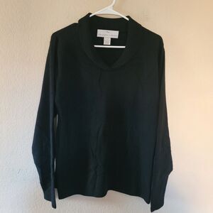 Precious Fibers 100% Cashmere Black Shawl Collar Sweater Womens Large Hong Kong